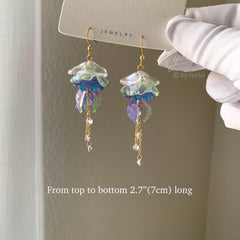 Blue Jellyfish Dangle Earrings - 3D Jellyfish drop Earrings - Unique Purple Jellyfish Earrings Dangle