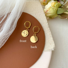 Moon and Star Earrings, Gold Moon Star Circle Charm Earrings, Celestial Huggie Hoop Earrings