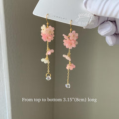Cherry blossom earrings, Pink flower Earrings, Floral Earrings, Wedding Earrings, Bridal earrings, Fairy earrings, Japanese Sakura Earrings