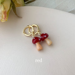 mushroom earrings - fun earrings - cute huggie earrings - gold hugggie