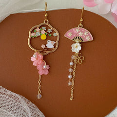 Pink Sakura Cherry Blossom Earrings - Japanese Sakura bunny Earrings - Cherry Blossom rabbit Earrings