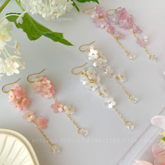 Cherry blossom earrings, Pink flower Earrings, Floral Earrings, Wedding Earrings, Bridal earrings, Fairy earrings, Japanese Sakura Earrings