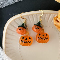 Pumpkin Halloween Earrings Dangle, Pumpkin Earrings, Unique Halloween Earrings Dangle