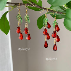 Pomegranate Dangle Earrings, Pomegranate Seed Earrings, Pomegranate persephone earrings, Unique Fruit Earrings Dangle