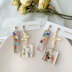 little people funky earrings - quirky earrings - fun earrings dangle - miniature earrings - unique earrings dangle