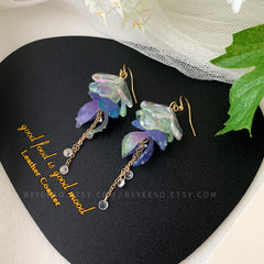 Blue Jellyfish Dangle Earrings - 3D Jellyfish drop Earrings - Unique Purple Jellyfish Earrings Dangle