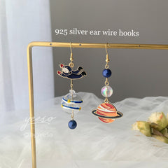 Astronaut and Space Earrings - Spaceman Earrings - Planet Earrings - Astrology Gift