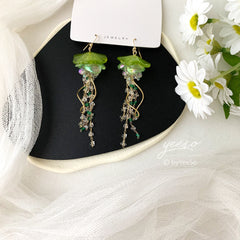 Green Jellyfish Dangle Earrings - Unique Jellyfish Earrings - Beach vibes Earrings