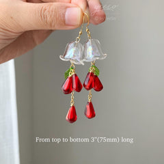 Lily of the Valley Wind Chime Earrings, Raspberry Wind Chime Earrings, Japanese Wind Chime, Wind Bell Earrings, Fruit Wind Chime