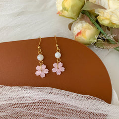 Cherry Blossom Earrings, Pink Sakura Earrings, Cute Floral Earrings