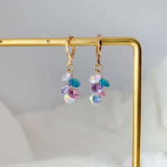 Crystal Huggie Hoop Earrings - Colorful Crystal Diamond - Multicolor huggie hoop - Crystal Threader Earrings Dangle