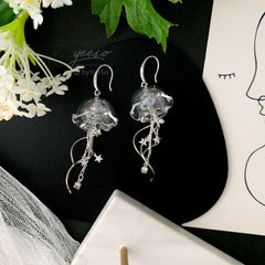 Jellyfish Dangle Earrings, Silver Jellyfish drop Earrings, Beach Lover Earring Gift, Unique Earrings