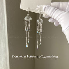 Jellyfish Dangle Earrings - Silver Jellyfish - Cute Unique Earrings - Beach vibes Earrings