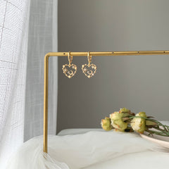 Starburst and moon Heart Shape Huggie Hoop Earrings - star and moon earrings - gold heart huggie hoops