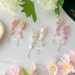 Cherry blossom earrings, Pink flower Earrings, Floral Earrings, Wedding Earrings, Bridal earrings, Fairy earrings, Japanese Sakura Earrings