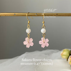 Cherry Blossom Earrings, Pink Sakura Earrings, Cute Floral Earrings