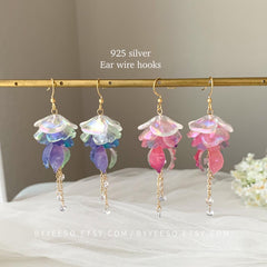 Blue Jellyfish Dangle Earrings - 3D Jellyfish drop Earrings - Unique Purple Jellyfish Earrings Dangle