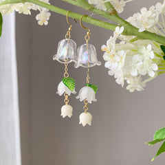 Lily of the Valley Wind Chime Earrings, Raspberry Wind Chime Earrings, Japanese Wind Chime, Wind Bell Earrings, Fruit Wind Chime
