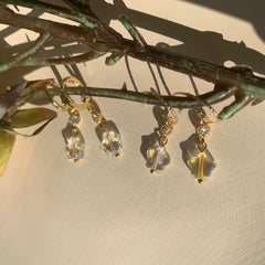 Star huggie hoops - Starburst Huggie Earrings - Glass star earrings