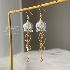 Jellyfish Dangle Earrings - Cute Blue Jellyfish Earrings Dangle - Unique Earrings - Beach vibes Earrings