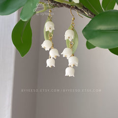 Lily of the Valley Earrings - lily flower dangle earrings - Unique Gift For Her