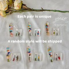 little people funky earrings - quirky earrings - fun earrings dangle - miniature earrings - unique earrings dangle