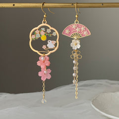 Pink Sakura Cherry Blossom Earrings - Japanese Sakura bunny Earrings - Cherry Blossom rabbit Earrings