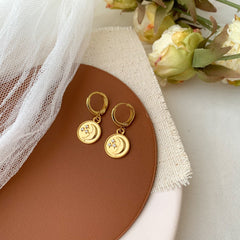 Moon and Star Earrings, Gold Moon Star Circle Charm Earrings, Celestial Huggie Hoop Earrings
