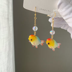 Goldfish and Bubble Dangle Earrings - fish earrings - Unique Dangle