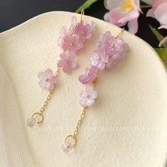 Cherry blossom earrings, Pink flower Earrings, Floral Earrings, Wedding Earrings, Bridal earrings, Fairy earrings, Japanese Sakura Earrings