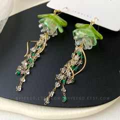 Green Jellyfish Dangle Earrings - Unique Jellyfish Earrings - Beach vibes Earrings