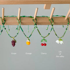 Fruit Bracelet, Strawberry Bracelet, Lemon Bracelet, Fruit Jewelry, Orange, Cherry, Grape, Mushroom, Lily of the valley, Fun Bracelet Gift