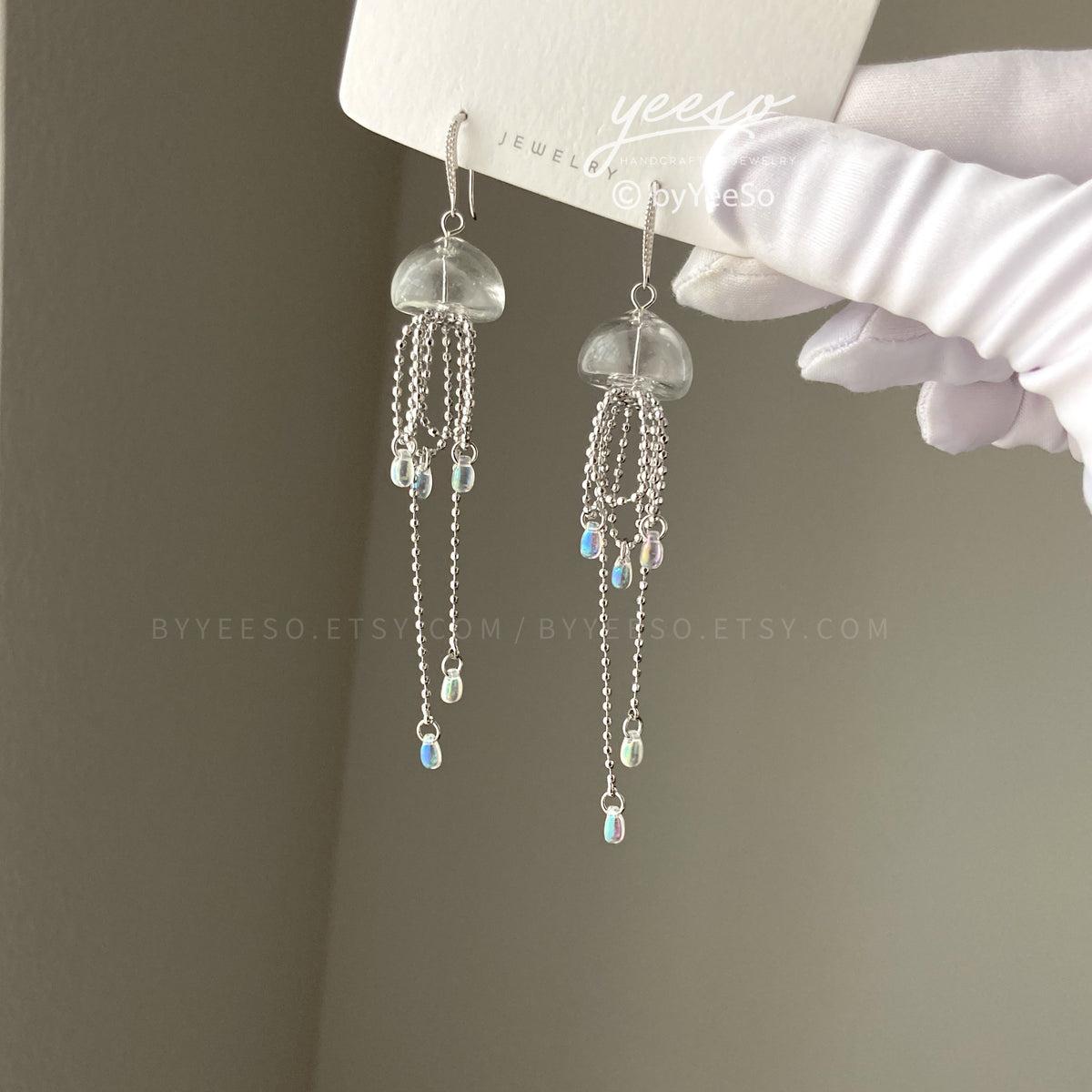 Jellyfish Dangle Earrings - Silver Jellyfish - Cute Unique Earrings - Beach vibes Earrings