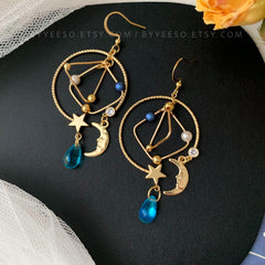 Planet earrings - Universe statement earrings - galaxy dangle earrings - unique dangle