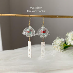 Koi Fish Blossom Wind Chime Earrings Dangle, Japanese Wind Chime, Wind Bell Earrings, Japanese Fish Earrings, Unique Fish Earrings
