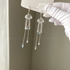 Jellyfish Dangle Earrings - Silver Jellyfish - Cute Unique Earrings - Beach vibes Earrings