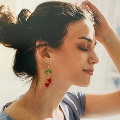 Unique Strawberry Earrings, Double Strawberry Earrings, Unique Fruit Earrings Gift