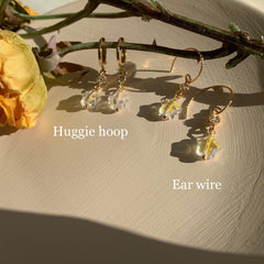 Star huggie hoops - Starburst Huggie Earrings - Glass star earrings