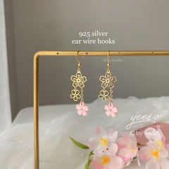 Pink Sakura Cherry Blossom Earrings - Cute Japanese Sakura Flower Drop Earrings