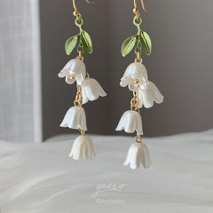 Lily of the Valley Earrings, lily flower dangle earrings, Unique Floral Earring, Gift For Her