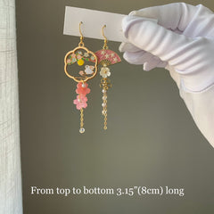 Pink Sakura Cherry Blossom Earrings - Japanese Sakura bunny Earrings - Cherry Blossom rabbit Earrings
