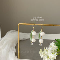 Lily of the Valley Earrings - lily flower dangle earrings - Unique Dangle