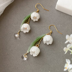 Lily of the Valley Earrings - lily flower dangle earrings - Unique Dangle