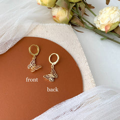 Gold Butterfly Huggie Hoop Earrings, Butterfly Earrings, Butterfly Charm Hoop Earrings, Small Butterfly Huggies, Mini Hoop Dangle Earrings
