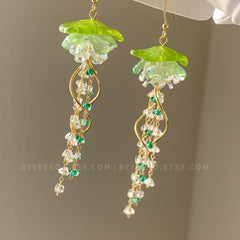 Green Jellyfish Dangle Earrings - Unique Jellyfish Earrings - Beach vibes Earrings