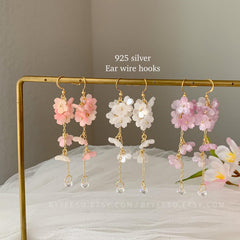 Cherry blossom earrings, Pink flower Earrings, Floral Earrings, Wedding Earrings, Bridal earrings, Fairy earrings, Japanese Sakura Earrings