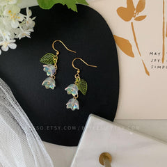 Lily of the Valley Earrings, lily flower dangle earrings, Unique Floral Earring, Gift For Her
