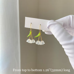 Lily of the Valley Earrings - lily flower dangle earrings - white bell flower earrings
