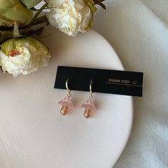 mushroom earrings - fun earrings - cute huggie earrings - gold hugggie