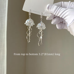 Jellyfish Dangle Earrings, Silver Jellyfish drop Earrings, Beach Lover Earring Gift, Unique Earrings